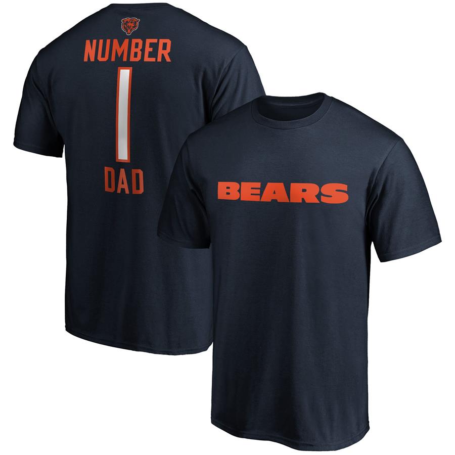 Chicago Bears Fanatics Branded #1 Dad Crew Neck T-Shirt - Navy