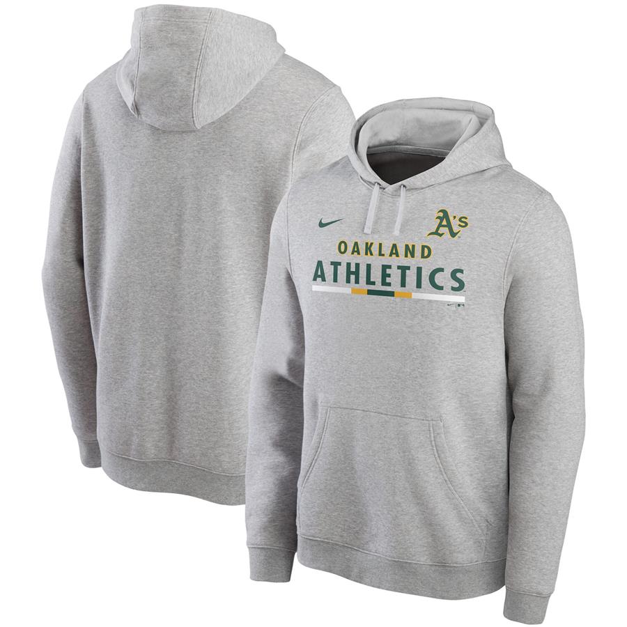 Oakland Athletics Nike Color Bar Club Pullover Hoodie - Gray