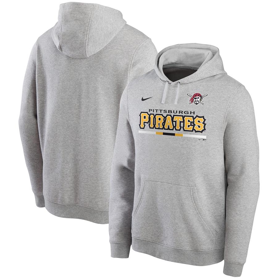 Pittsburgh Pirates Nike Color Bar Club Pullover Hoodie - Gray