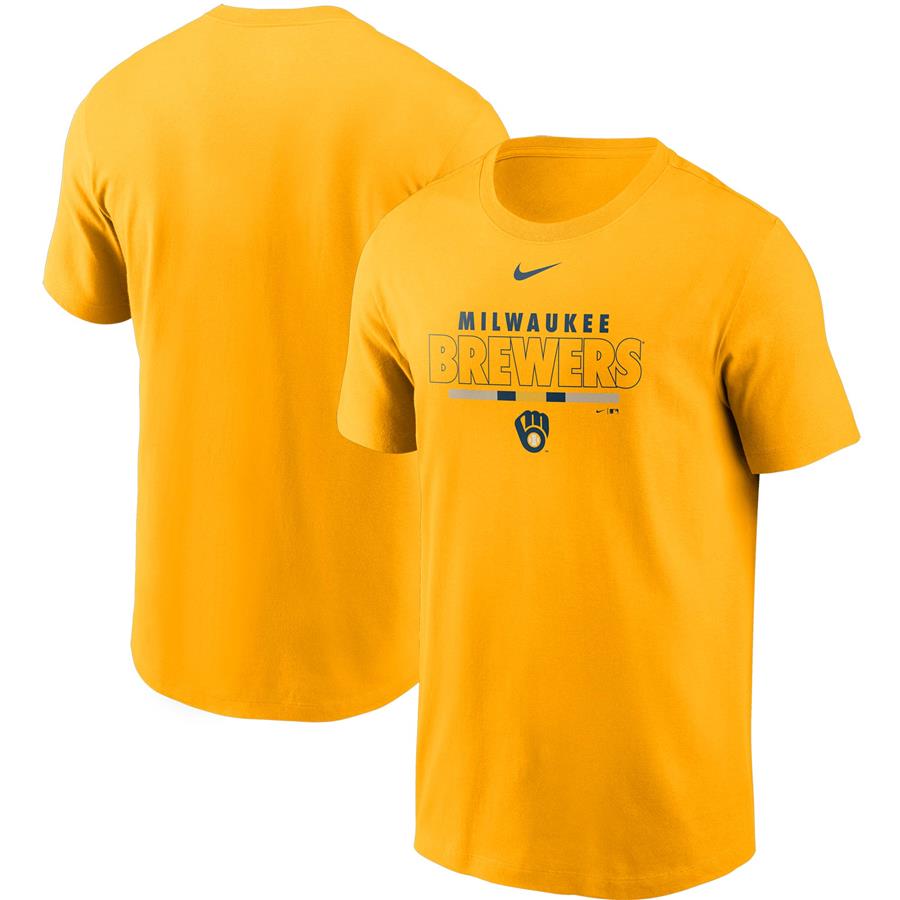 Milwaukee Brewers Nike Color Bar T-Shirt - Gold