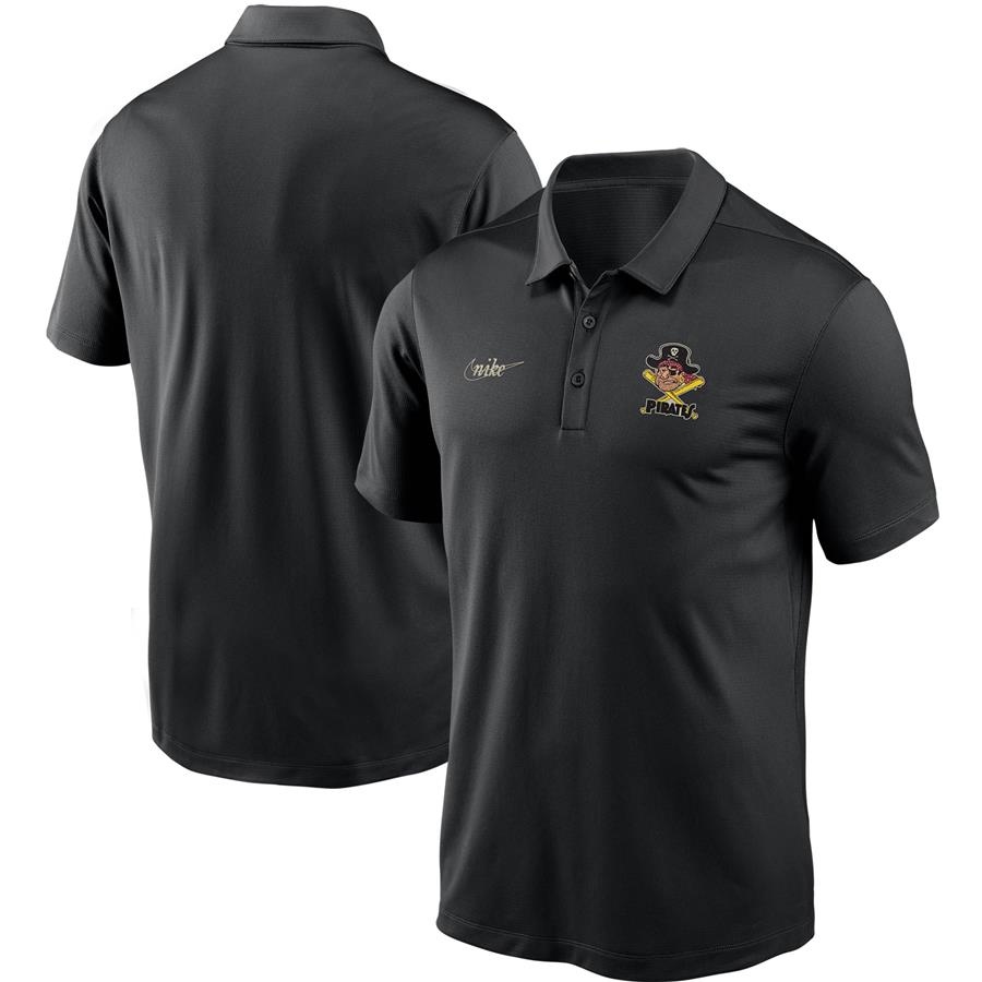 Pittsburgh Pirates Nike Cooperstown Collection Logo Franchise Performance Polo - Black