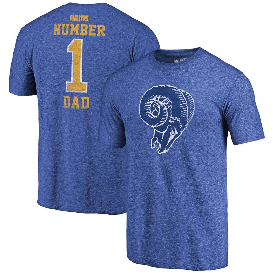 Los Angeles Rams Fanatics Branded Greatest Dad Retro Tri-Blend T-Shirt - Heathered Royal