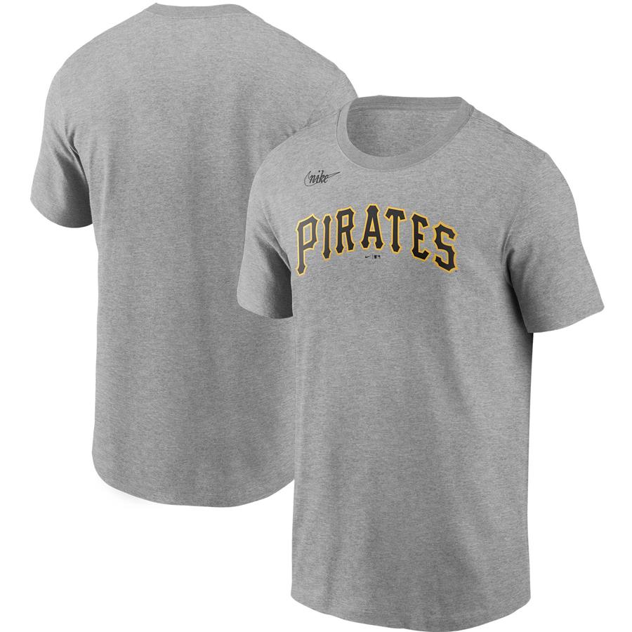 Pittsburgh Pirates Nike Cooperstown Collection Wordmark T-Shirt - Heathered Gray