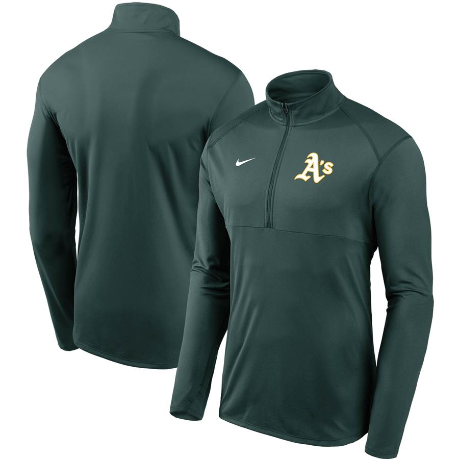 Oakland Athletics Nike Team Logo Element Performance Half-Zip Pullover Jacket - Green