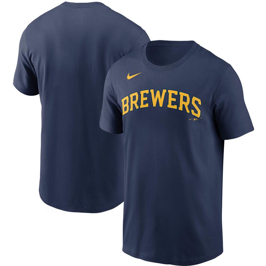 Milwaukee Brewers Nike Team Wordmark T-Shirt - Navy