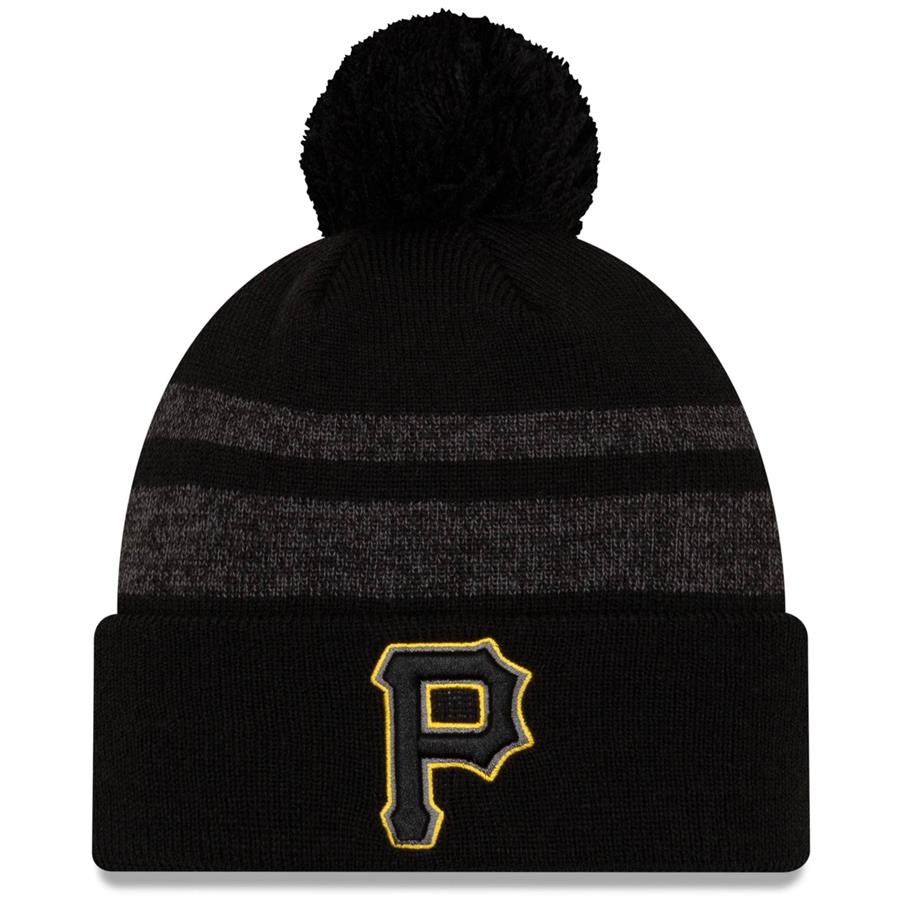 Pittsburgh Pirates New Era Dispatch Cuffed Knit Hat With Pom - Black