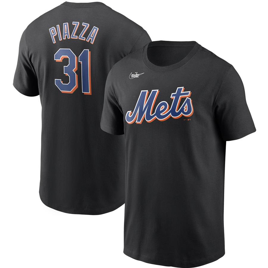 Mike Piazza New York Mets Nike Cooperstown Collection Name & Number T-Shirt - Black