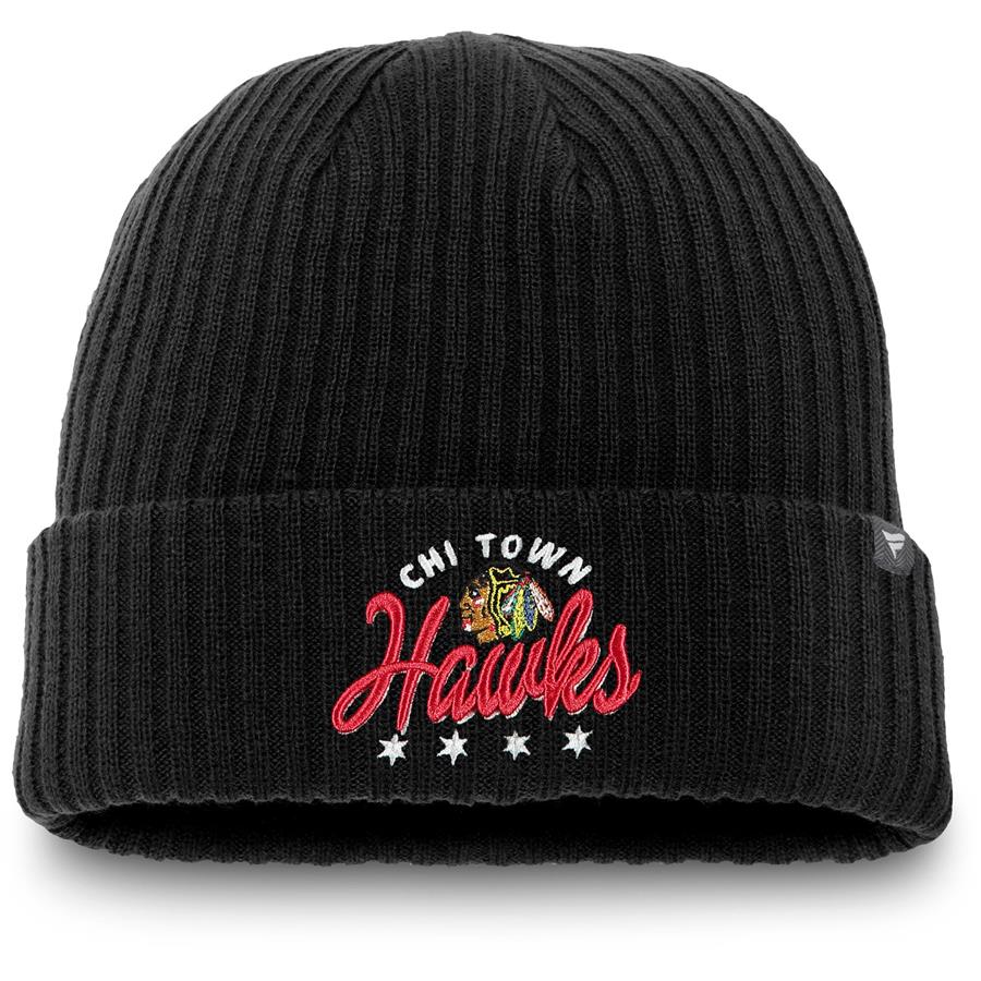 Chicago Blackhawks Fanatics Branded Hometown Cuffed Knit Hat - Black