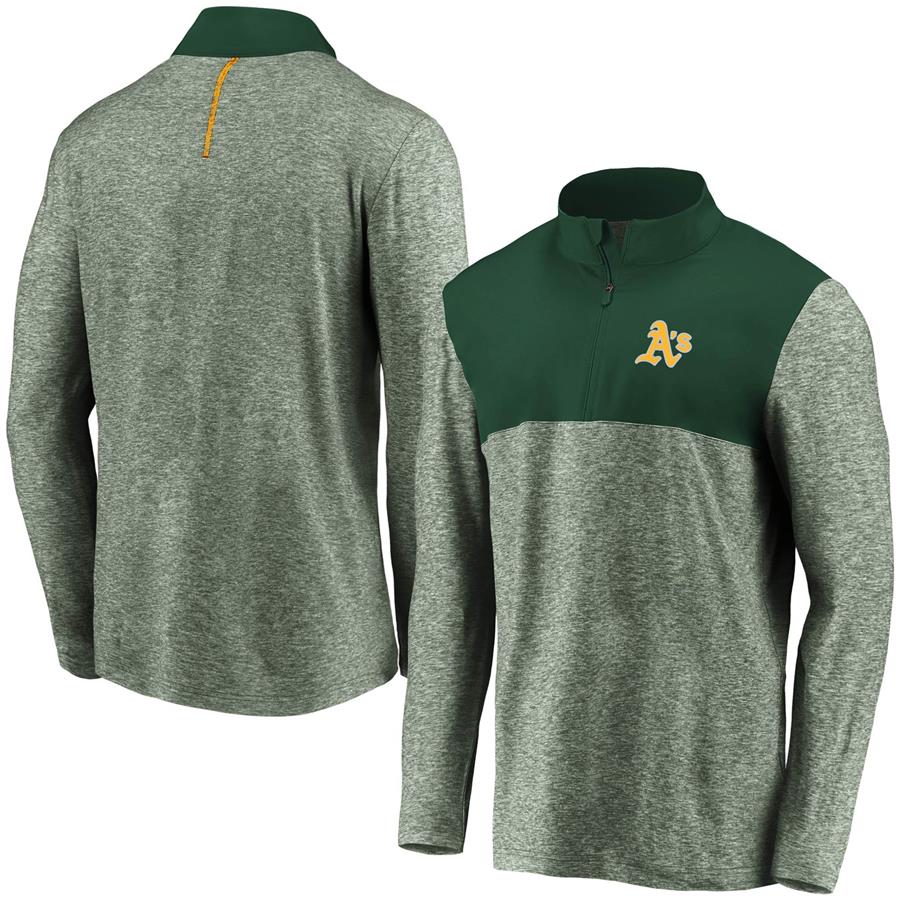Oakland Athletics Fanatics Branded Iconic Marble Clutch Half-Zip Jacket - Green