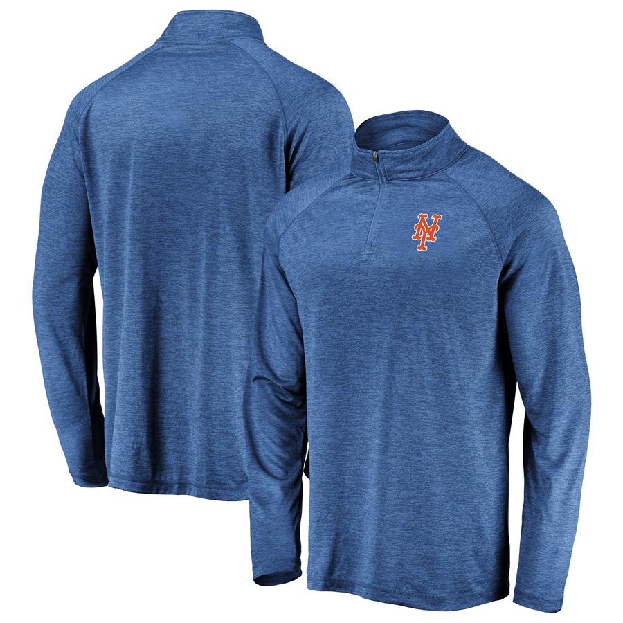 New York Mets Fanatics Branded Iconic Striated Primary Logo Raglan Quarter-Zip Pullover Jacket - Royal