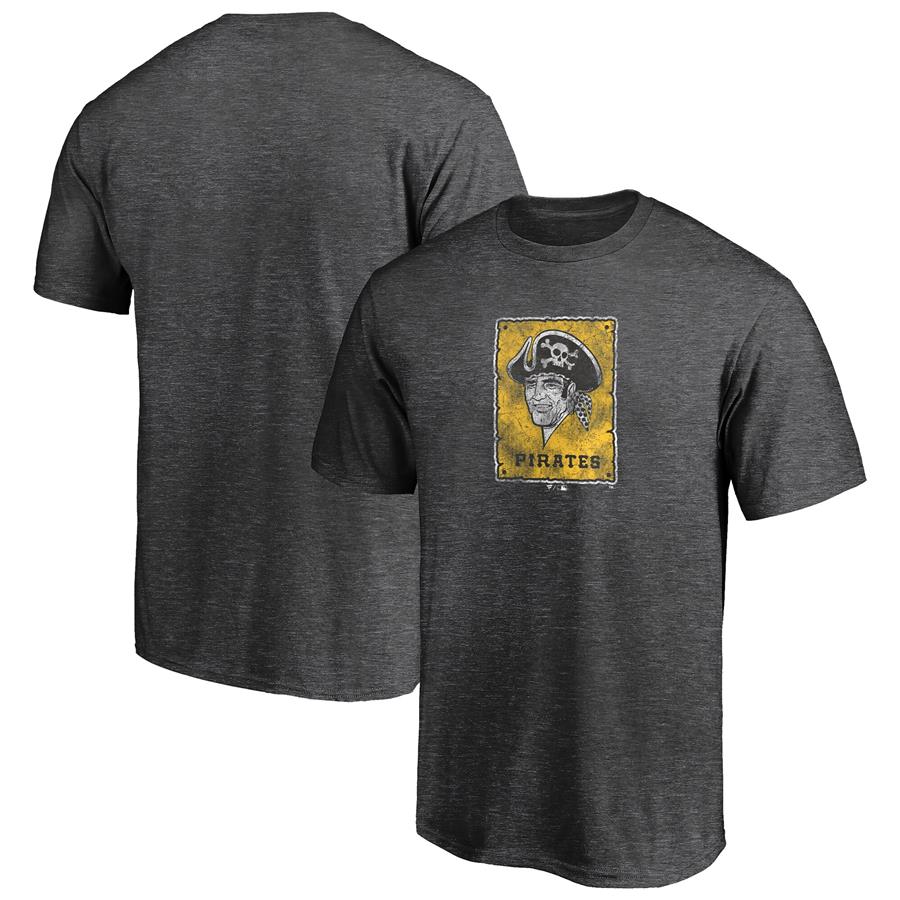Pittsburgh Pirates Fanatics Branded True Classics Throwback Logo Tri-Blend T-Shirt - Charcoal
