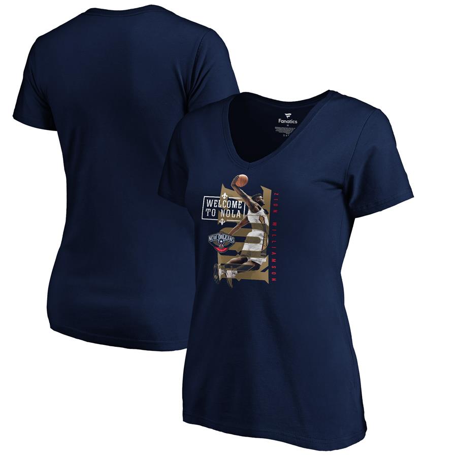 Zion Williamson New Orleans Pelicans Fanatics Branded Women's 2019 NBA Draft Hometown Photo V-Neck T-Shirt - Navy