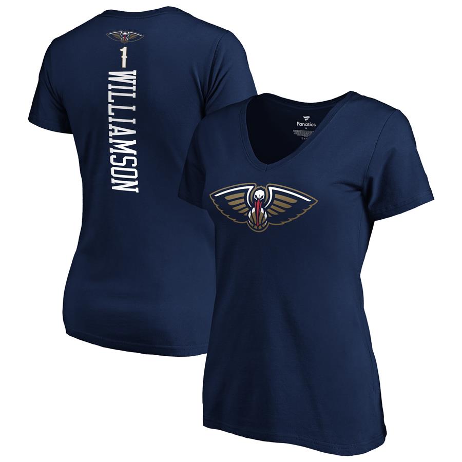 Zion Williamson New Orleans Pelicans Fanatics Branded Women's 2019 NBA Draft Playmaker Name & Number V-Neck T-Shirt - Navy