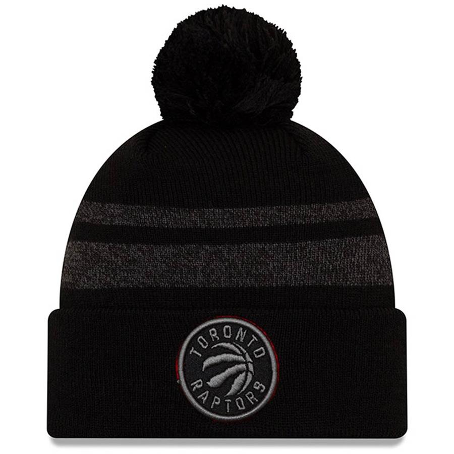 Toronto Raptors New Era Cuffed Knit Hat with Pom - Black