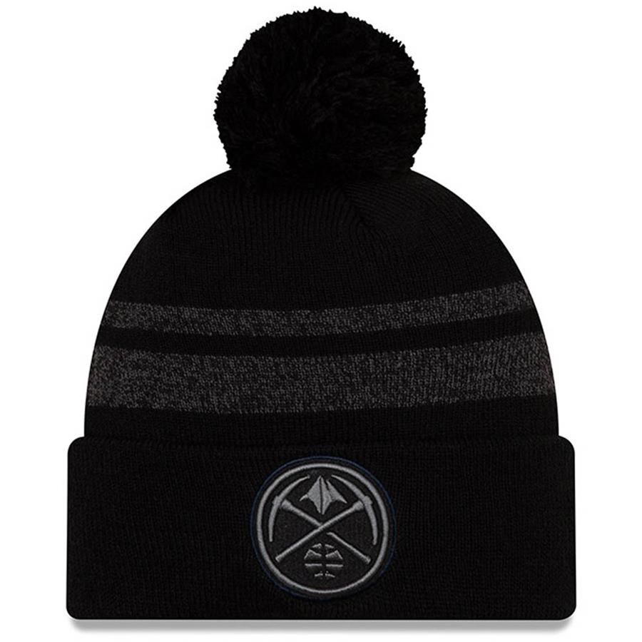Denver Nuggets New Era Cuffed Knit Hat with Pom - Black