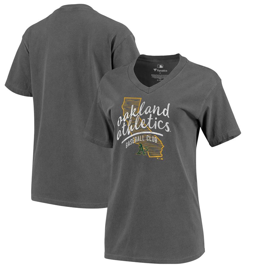 Oakland Athletics Fanatics Branded In Partnership with Alta Gracia Women's Warp State V-Neck T-Shirt - Black