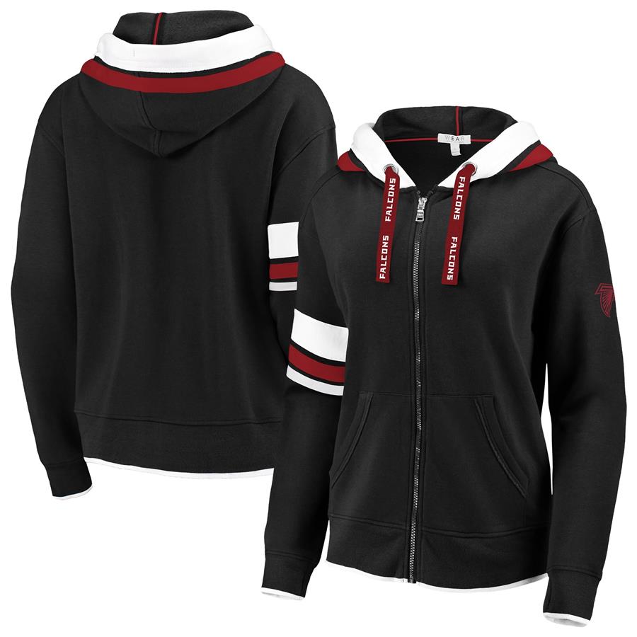 Atlanta Falcons WEAR By Erin Andrews Women's Full-Zip Trim Hoodie - Black