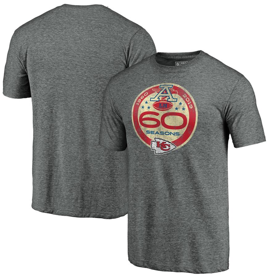 Kansas City Chiefs NFL Pro Line by Fanatics Branded 60th Season Logo Weathered Tri-Blend T-Shirt - Gray