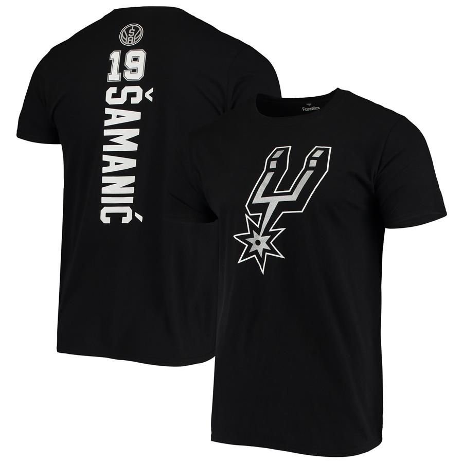 Luka Samanic San Antonio Spurs Fanatics Branded Playmaker Name & Number Logo T-Shirt - Black