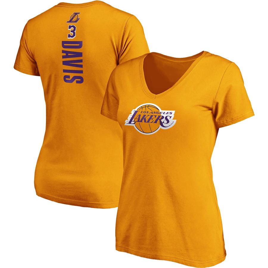Anthony Davis Los Angeles Lakers Fanatics Branded Women's Team Playmaker Name & Number V-Neck T-Shirt - Gold