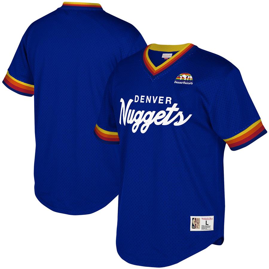 Denver Nuggets Mitchell & Ness Hardwood Classics Script Mesh V-Neck T-Shirt - Royal