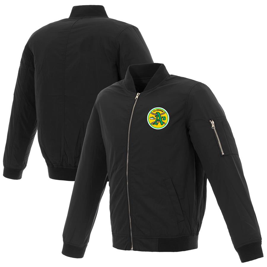 Бомбер Oakland Athletics JH Design Nylon with Embroidered Logo (чёрный)
