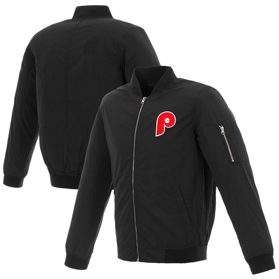 Бомбер Philadelphia Phillies JH Design Nylon with Embroidered Logo (чёрный)