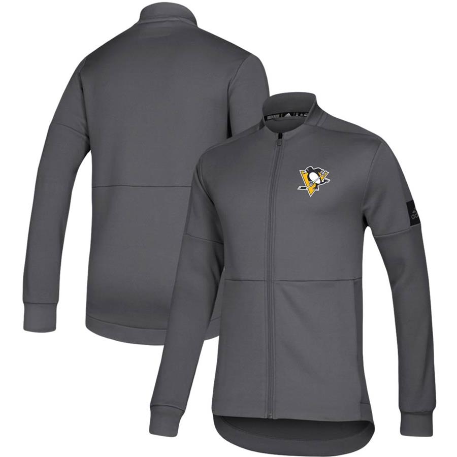Pittsburgh Penguins adidas Game Mode Full-Zip Bomber Jacket - Gray