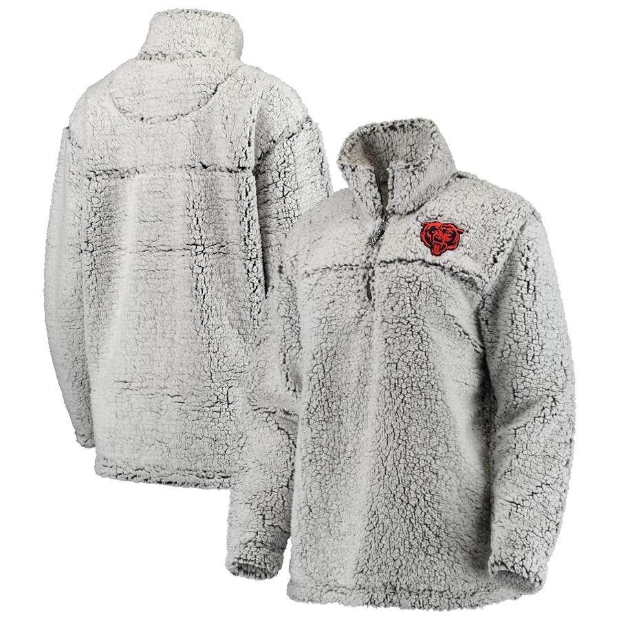 Chicago Bears Women's Sherpa Quarter-Zip Pullover Jacket - Gray