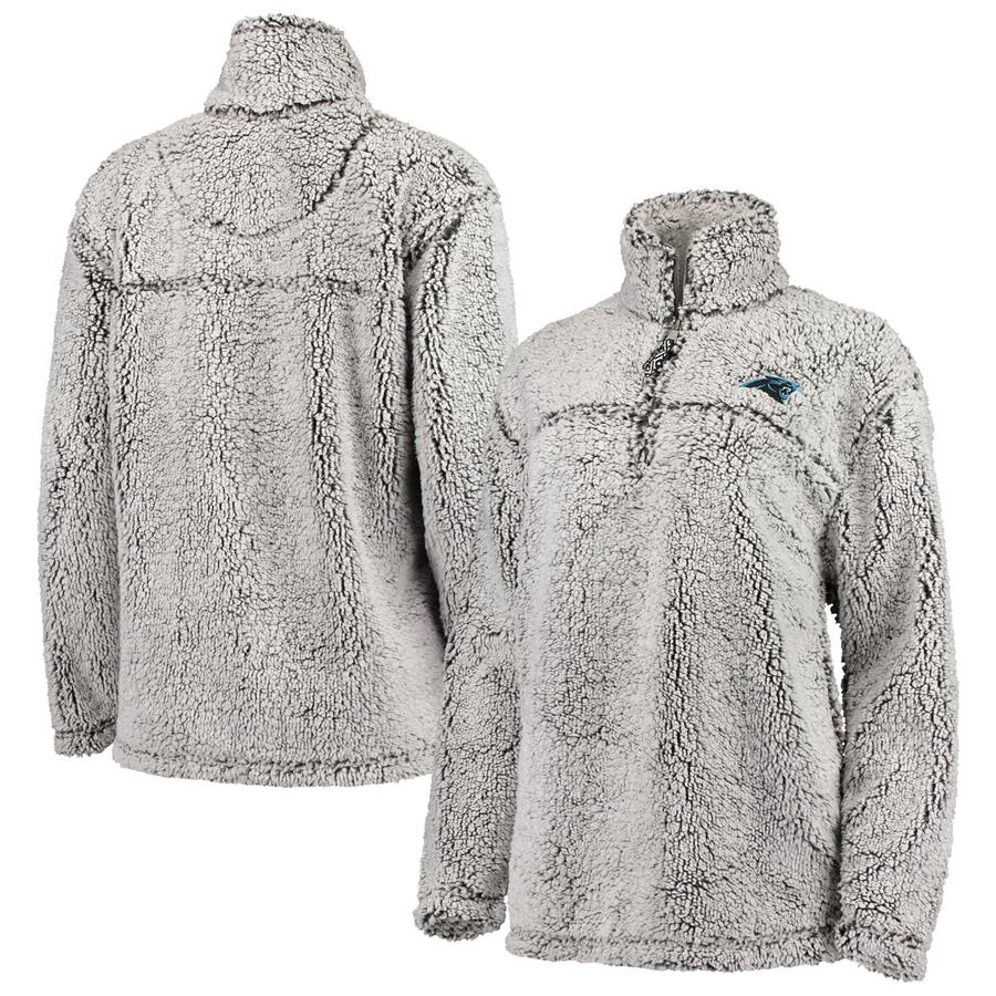 Carolina Panthers G-III 4Her by Carl Banks Women's Sherpa Quarter-Zip Pullover Jacket - Gray