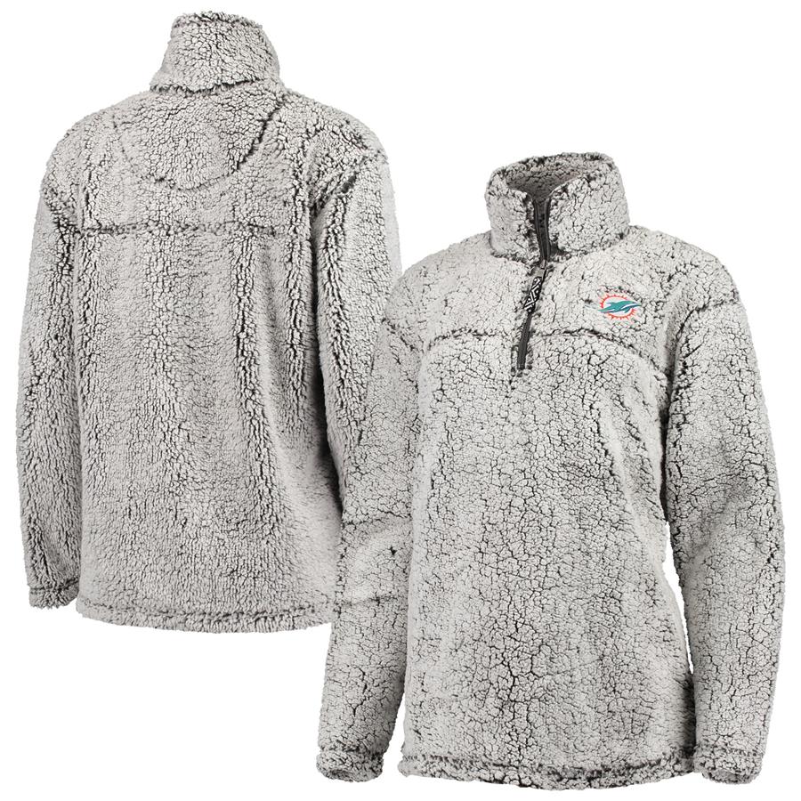 Miami Dolphins G-III 4Her by Carl Banks Women's Sherpa Quarter-Zip Pullover Jacket - Gray