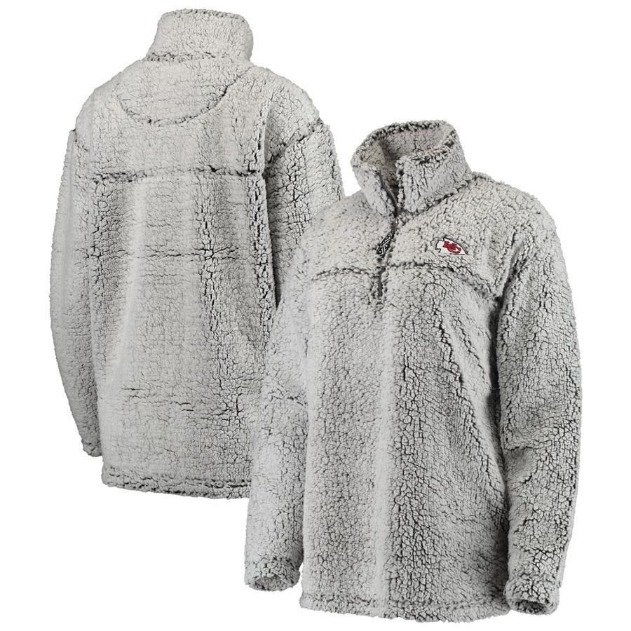 Kansas City Chiefs Women's Sherpa Quarter-Zip Pullover Jacket - Gray