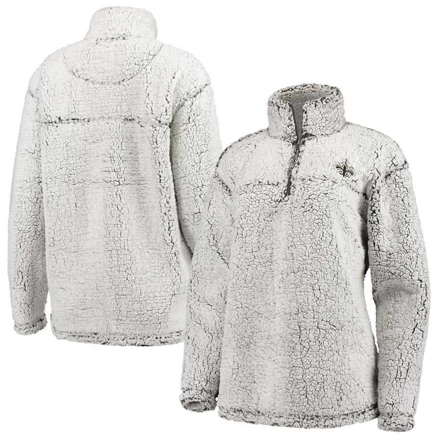 New Orleans Saints G-III 4Her by Carl Banks Women's Sherpa Quarter-Zip Pullover Jacket - Gray