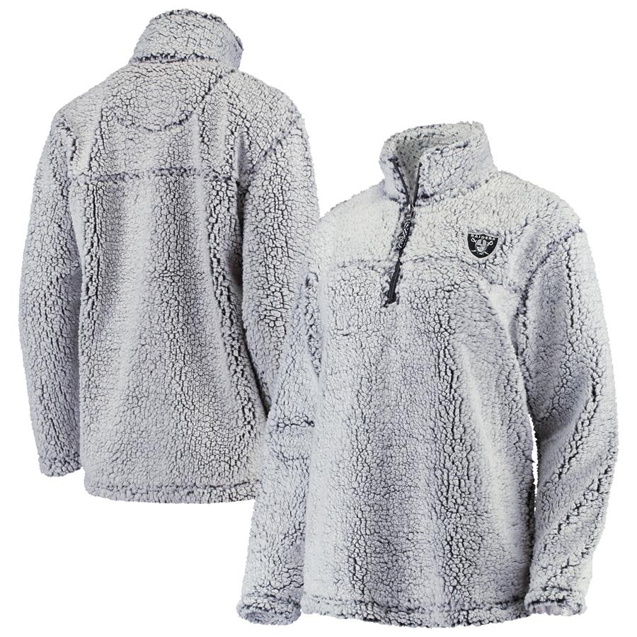 Las Vegas Raiders G-III 4Her by Carl Banks Women's Sherpa Quarter-Zip Pullover Jacket - Gray