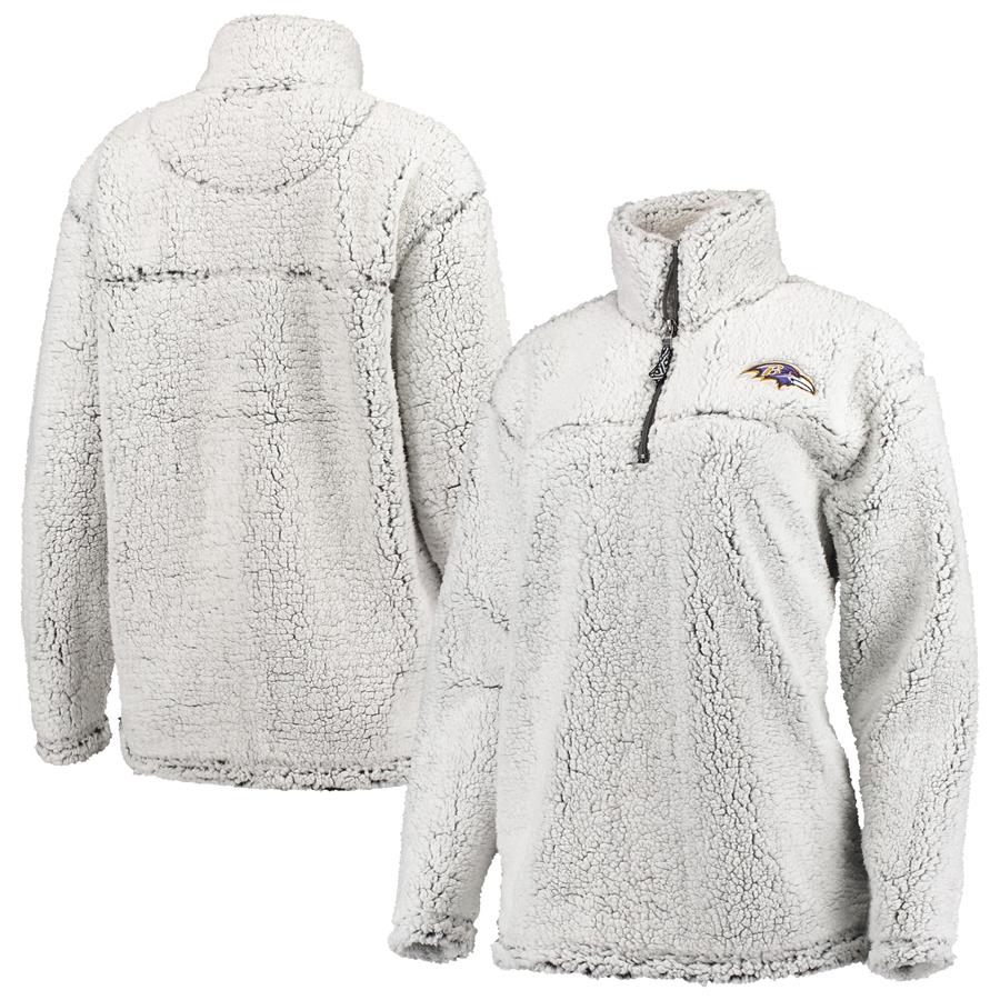 Baltimore Ravens G-III 4Her by Carl Banks Women's Sherpa Quarter-Zip Pullover Jacket - Gray