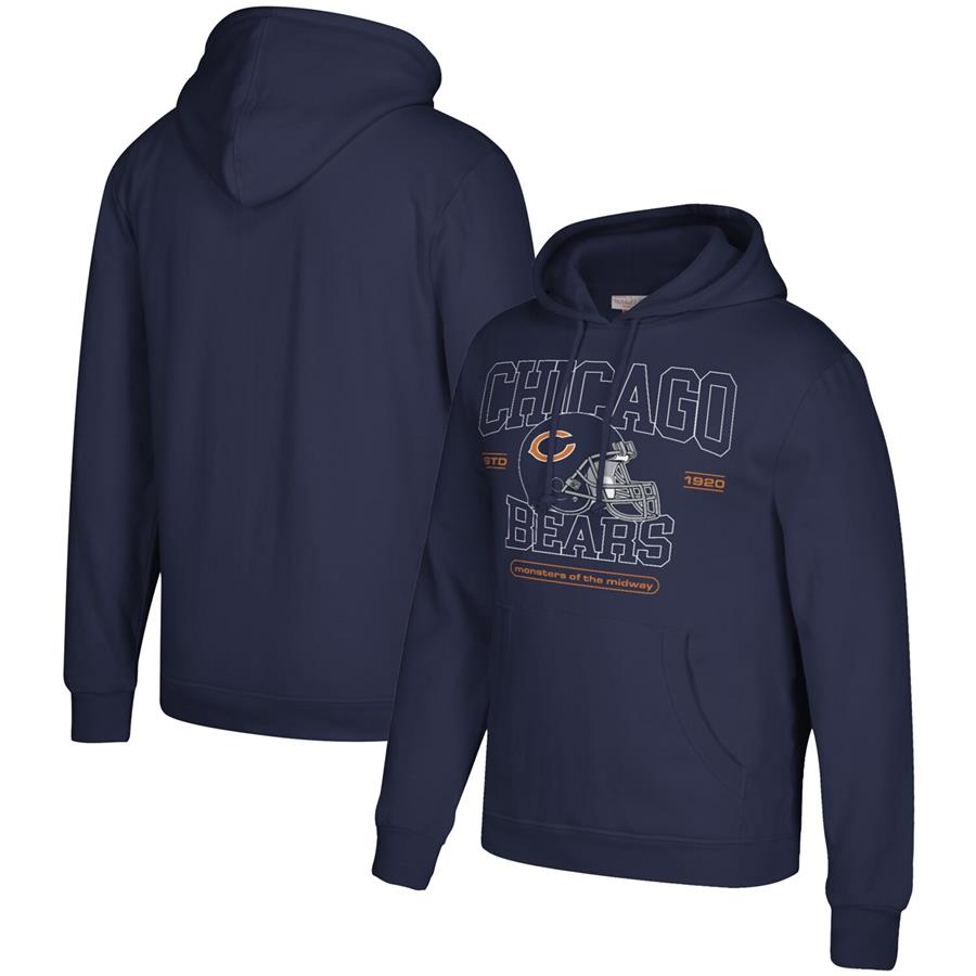 Chicago Bears Mitchell & Ness Classic Helmet Pullover Hoodie - Navy