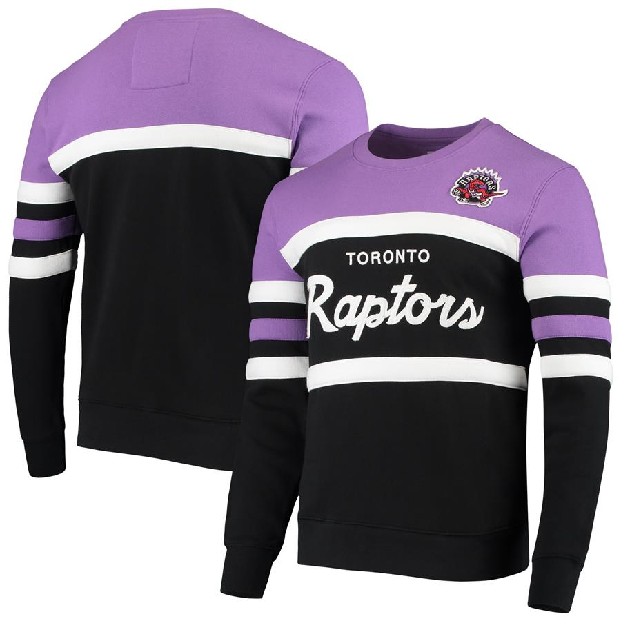 Toronto Raptors Mitchell & Ness Script Head Coach Pullover Sweatshirt - Black