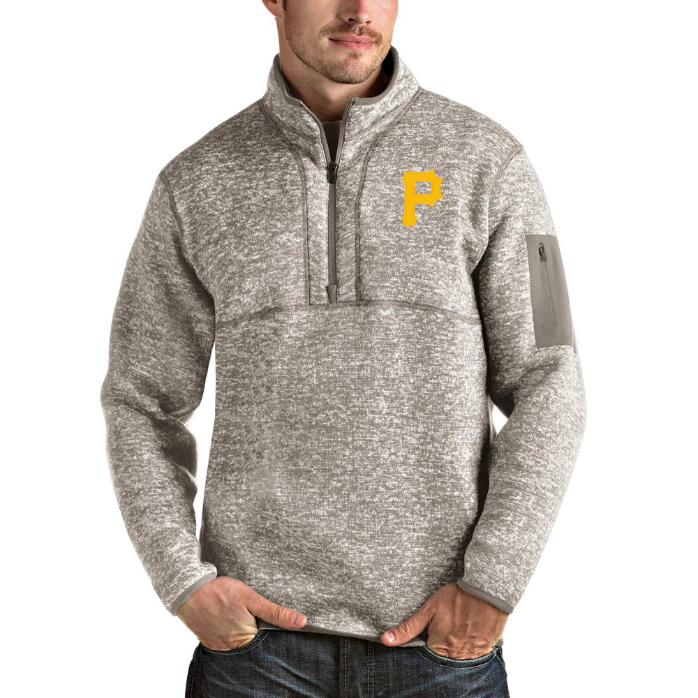 Pittsburgh Pirates Antigua Fortune Quarter-Zip Pullover Jacket - Oatmeal