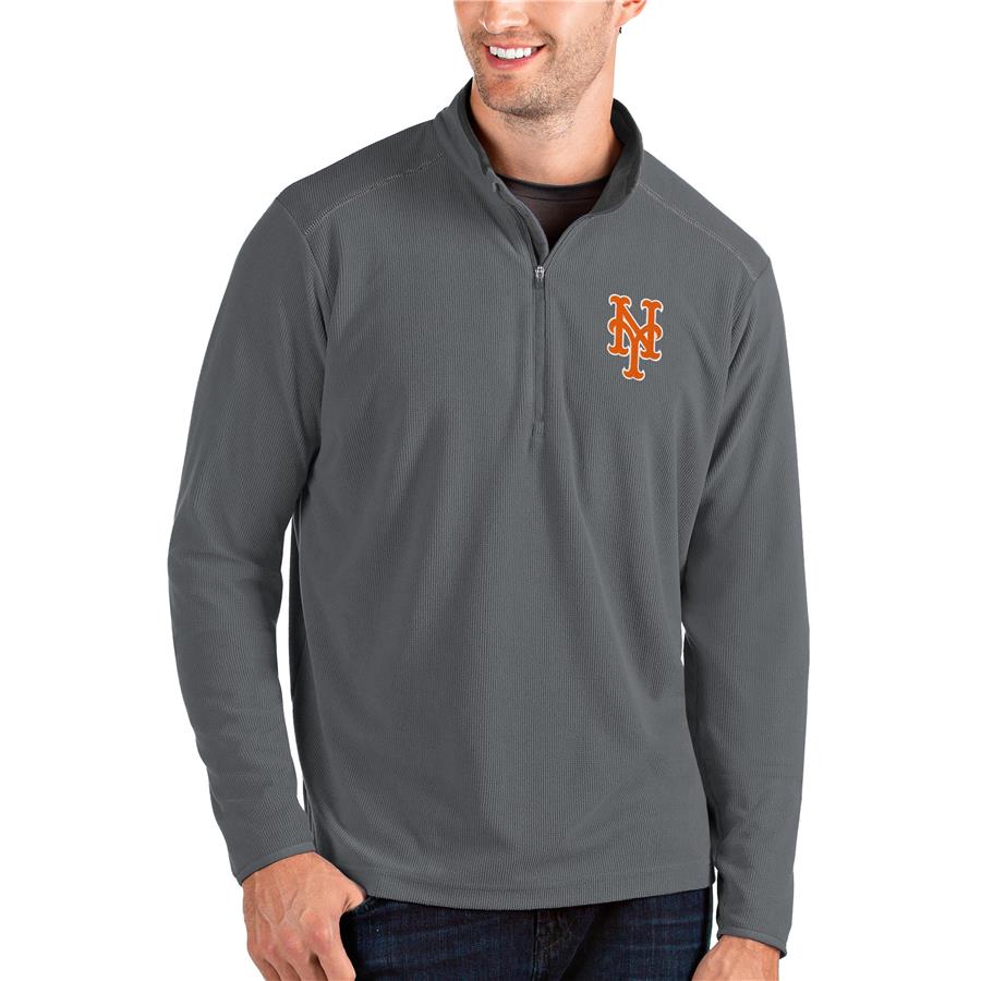 New York Mets Antigua Glacier Quarter-Zip Pullover Jacket - Gray