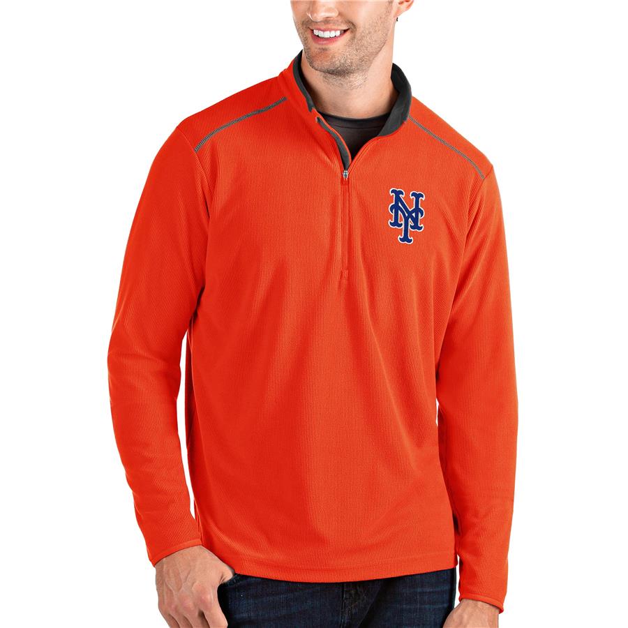 New York Mets Antigua Glacier Quarter-Zip Pullover Jacket - Orange