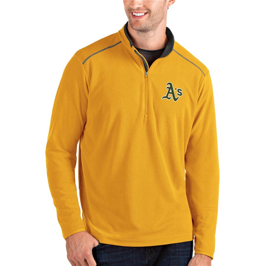 Oakland Athletics Antigua Glacier Quarter-Zip Pullover Jacket - Gold