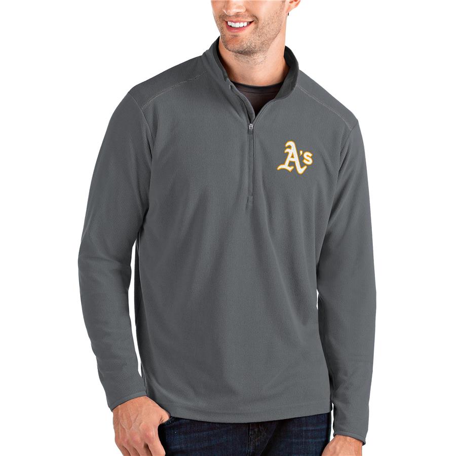 Oakland Athletics Antigua Glacier Quarter-Zip Pullover Jacket - Gray