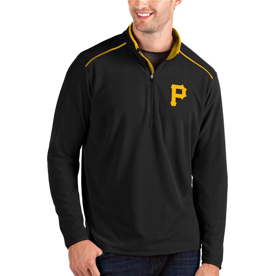 Pittsburgh Pirates Antigua Glacier Quarter-Zip Pullover Jacket - Black