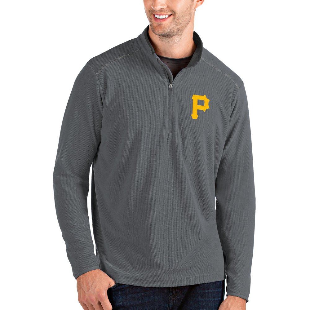 Pittsburgh Pirates Antigua Glacier Quarter-Zip Pullover Jacket - Gray