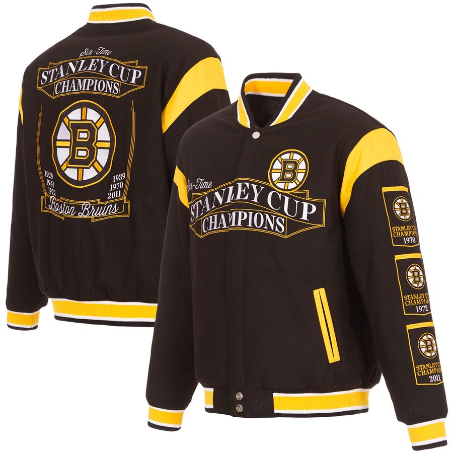 Boston Bruins Fanatics Branded Stanley Cup Multi-Champs Full-Snap Jacket - Black