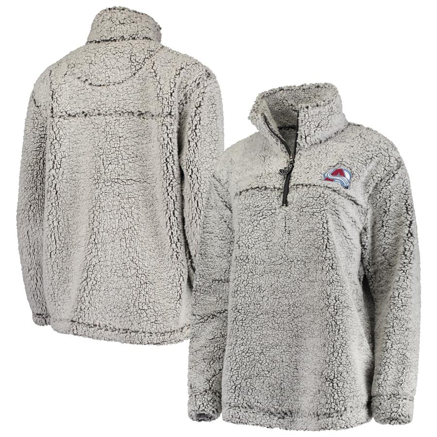 Colorado Avalanche G-III 4Her by Carl Banks Women's Sherpa Quarter-Zip Pullover Jacket - Gray
