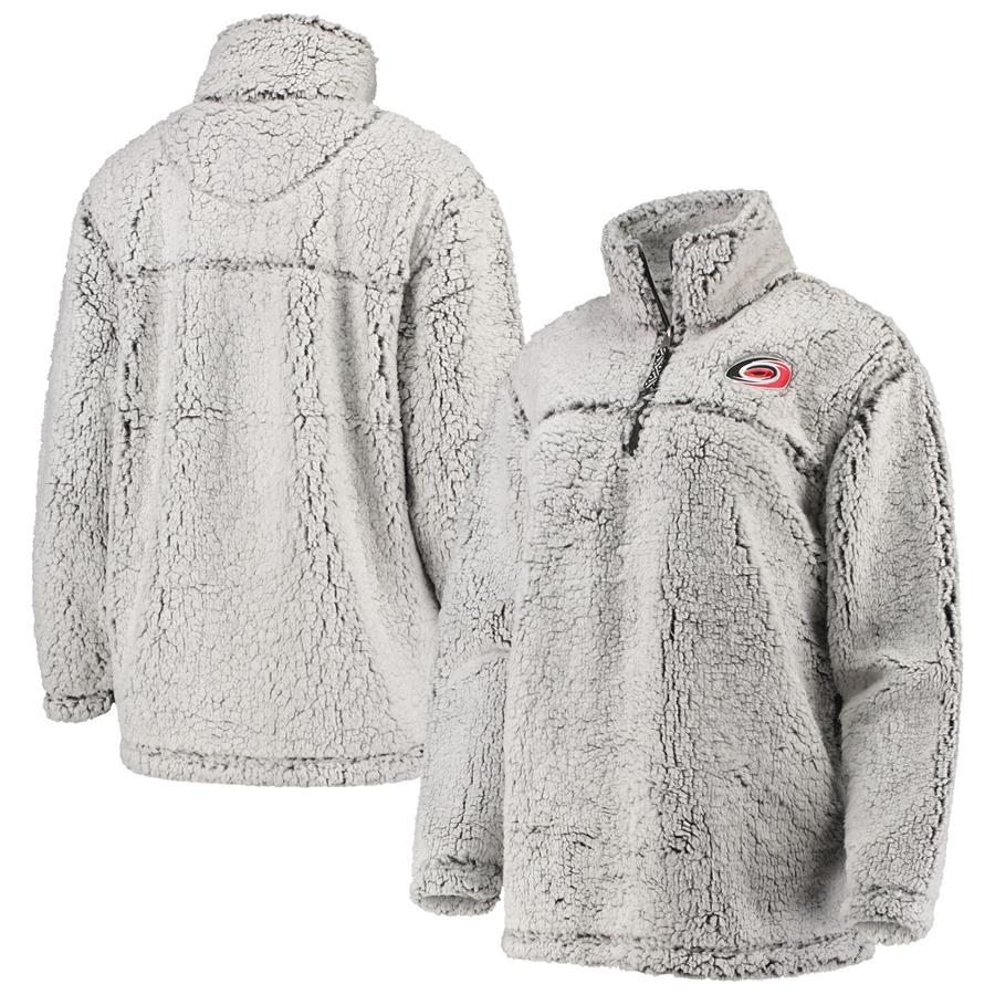 Carolina Hurricanes G-III 4Her by Carl Banks Women's Sherpa Quarter-Zip Pullover Jacket - Gray