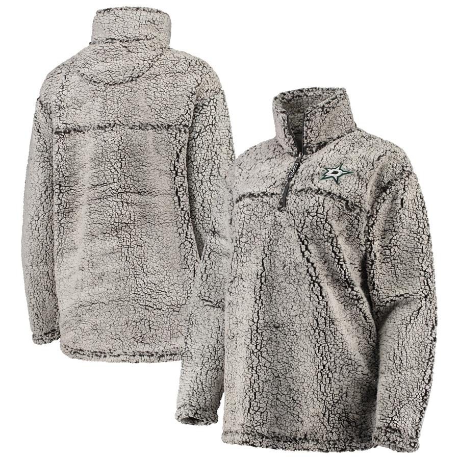 Dallas Stars G-III 4Her by Carl Banks Women's Sherpa Quarter-Zip Pullover Jacket - Gray