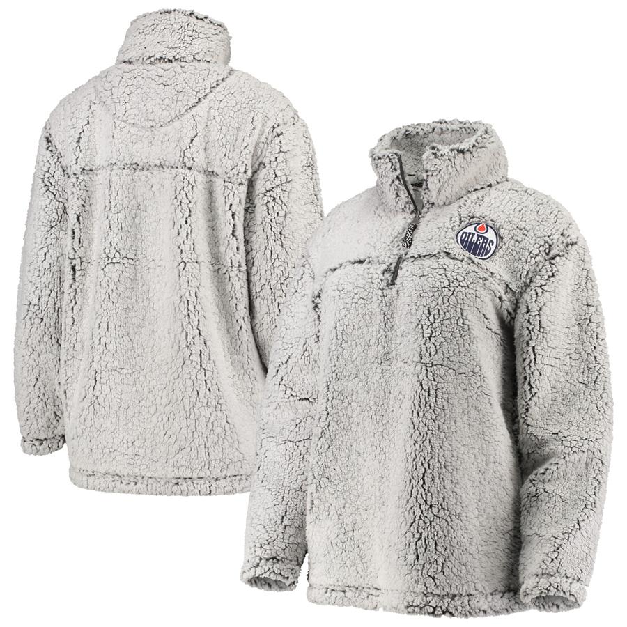 Edmonton Oilers G-III 4Her by Carl Banks Women's Sherpa Quarter-Zip Pullover Jacket - Gray