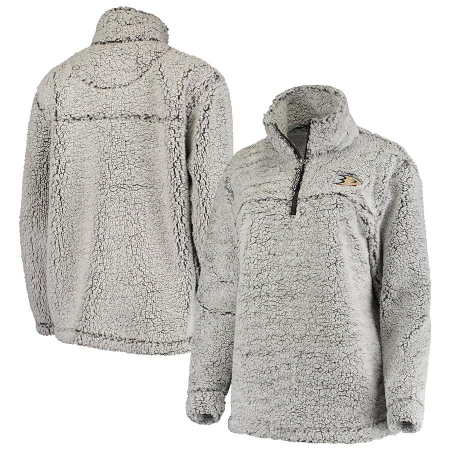 Anaheim Ducks G-III 4Her by Carl Banks Women's Sherpa Quarter-Zip Pullover Jacket - Gray